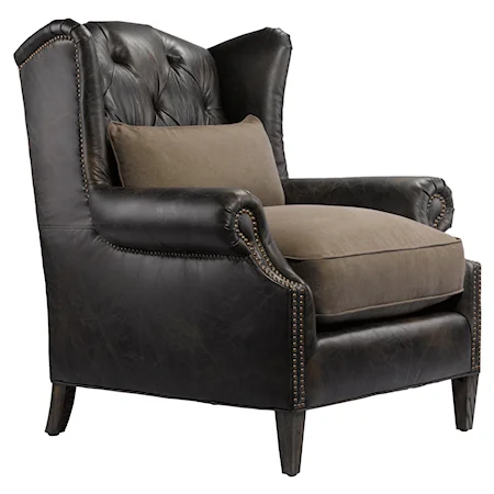 Lauran Vintage Wing Chair with Rolled Arms and Seat Back Tufts